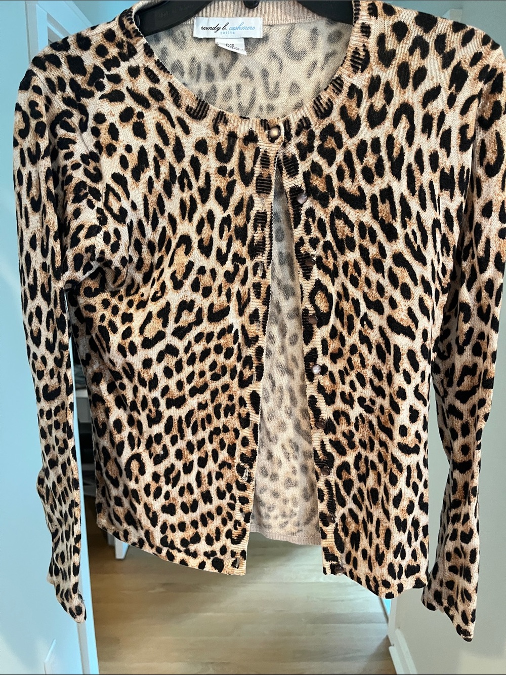 Leopard Print cashmere Cardigan - Beige/Black